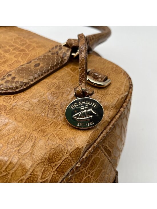 Brahim Brown Embossed Leather Shoulder Bag main image 0